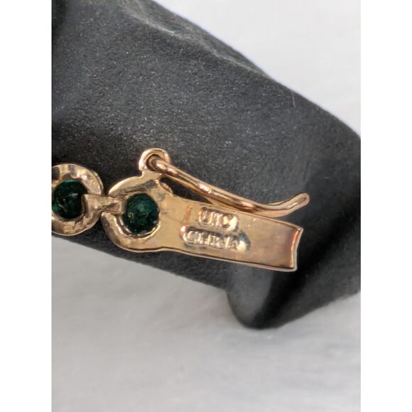 Lab Emerald Tennis Bracelet 7" UTC S925 10K Gold Vermeil China Green Stones - Picture 6 of 8